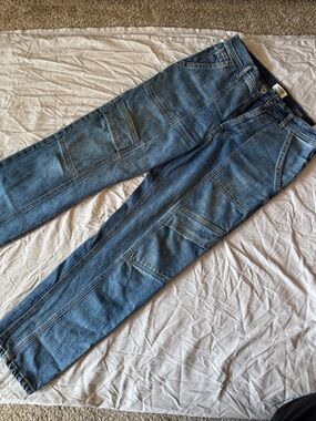 Kensie Women's Blue Straight Leg Utility Jeans